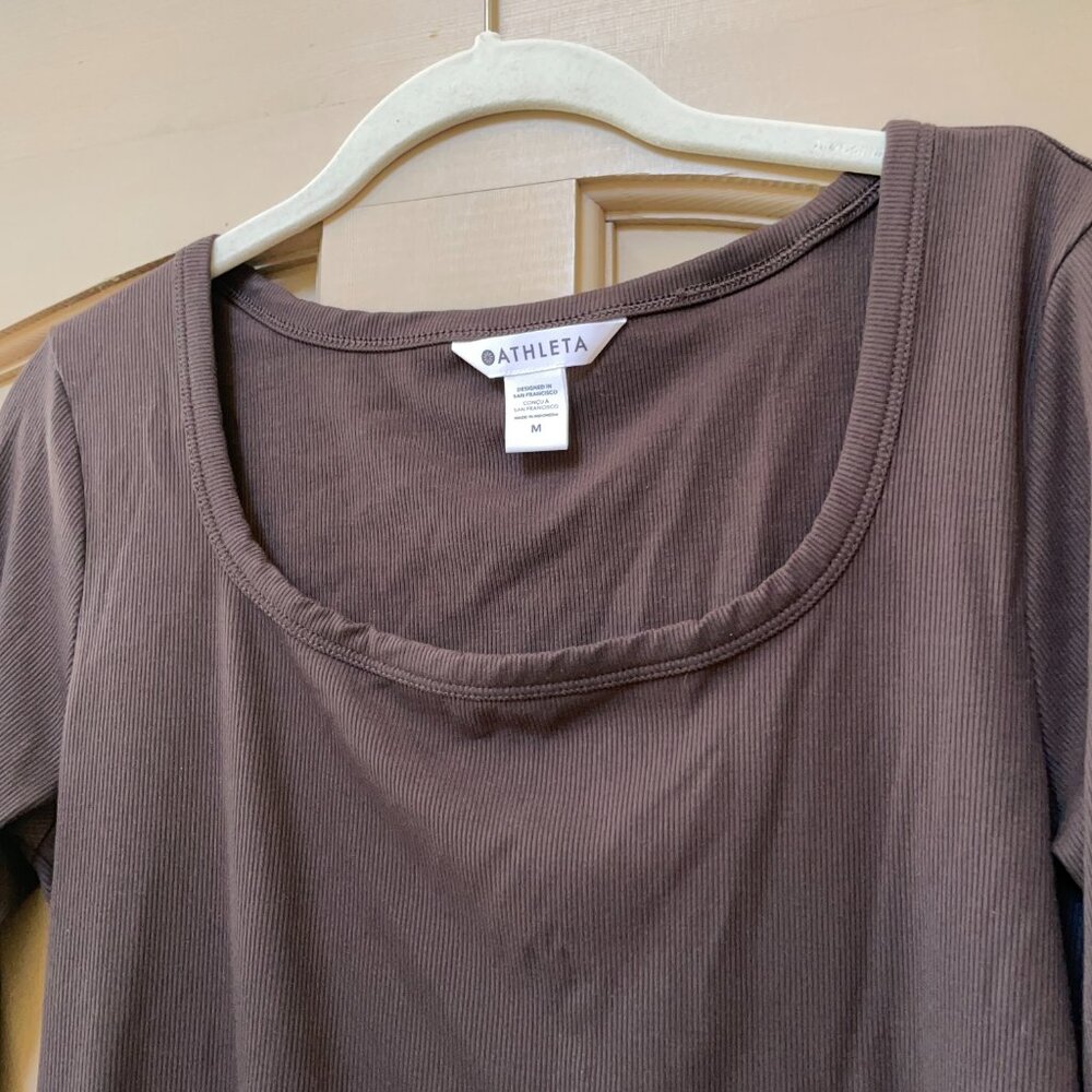 Athleta Signature Rib Square Neck Top in Truffle - Picture 2 of 4